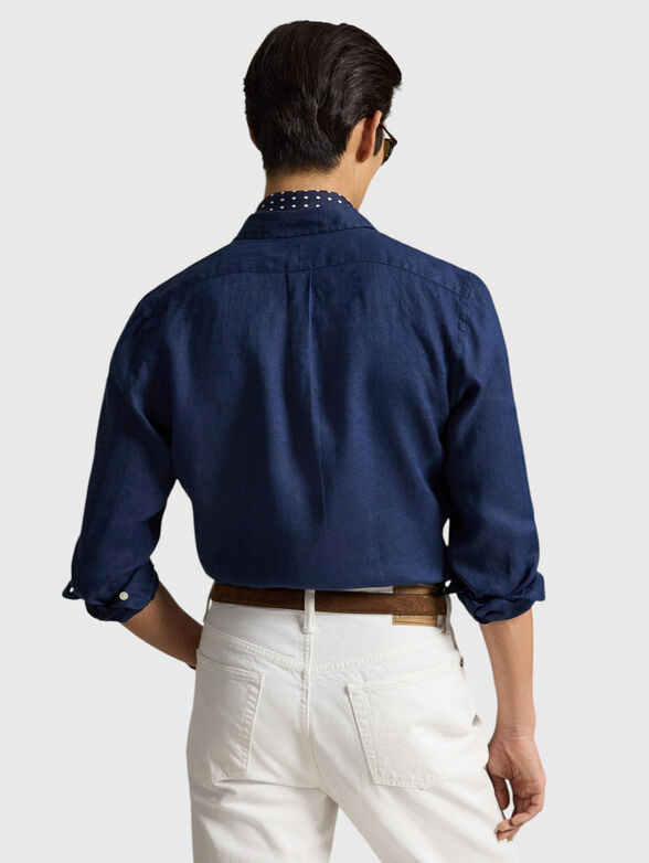 Dark blue linen shirt - 3