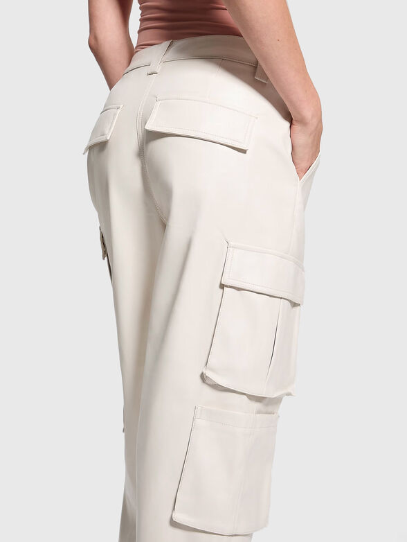 KORI black cargo trousers in faux leather  - 4