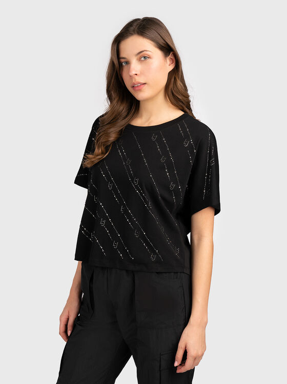 BLack T-shirt with rhinestones - 1