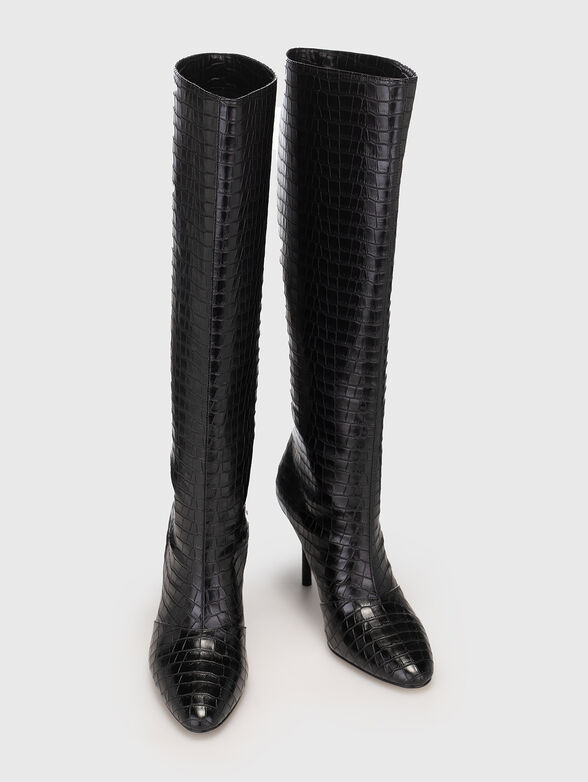 WHITE 01 heeled boots with croc effect - 6