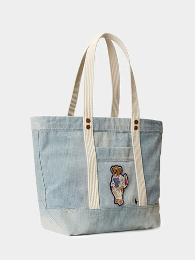 Denim tote bag with Polo Bear patch - 3