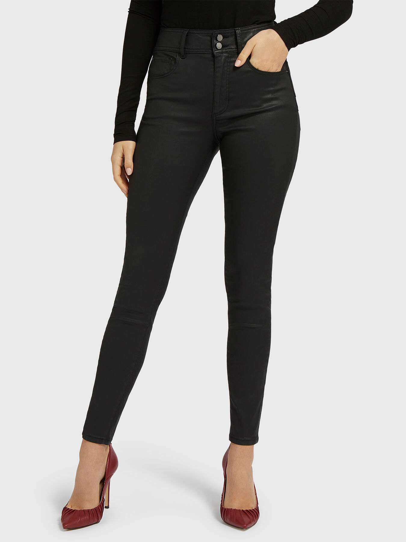 Wax high waisted skinny jeans shop