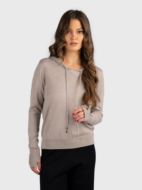 Merino wool sweater with hoodie - 1
