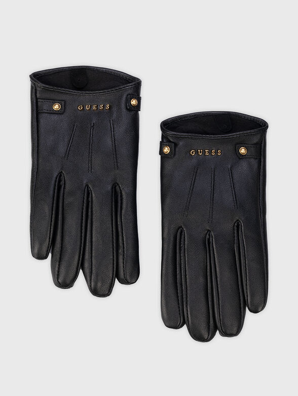 ISA leather gloves with metal logo  - 1