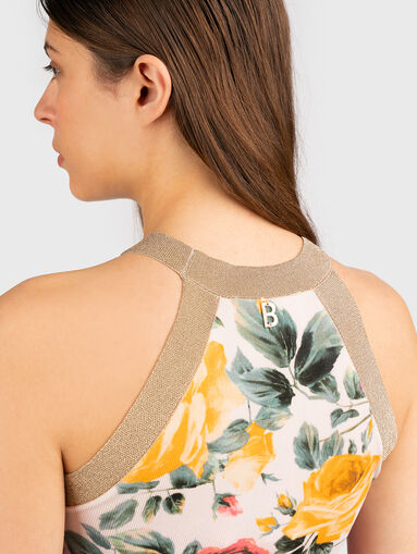 Ribbed top with floral print - 4