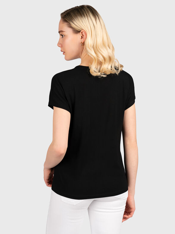 Black T-shirt with appliqu&eacute;d sequins - 3