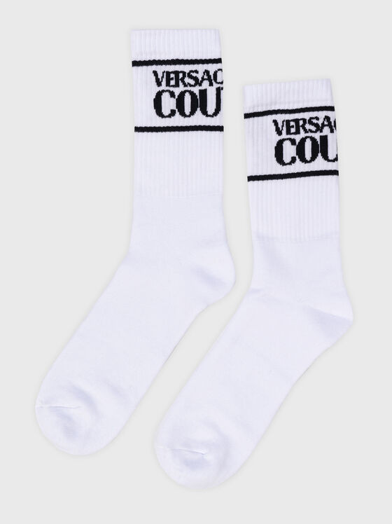 Бели чорапи с контрастно лого - 1