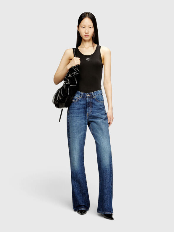 Black slim ribbed top - 1