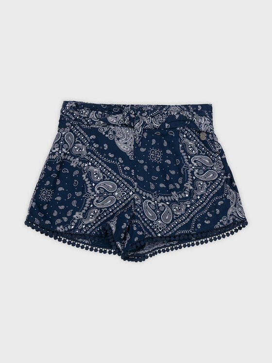 Dark blue printed shorts - 1