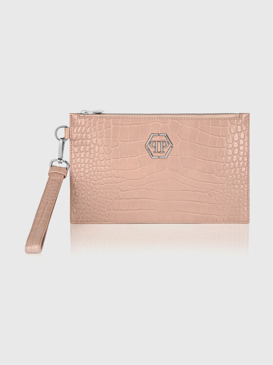 Leather clutch with logo detail - 1