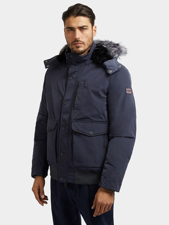 Padded jacket with hood in black - 1
