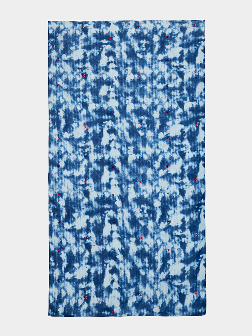Blue scarf with embroidered mandalas - 3