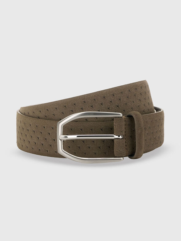Suede leather belt with perforations - 1