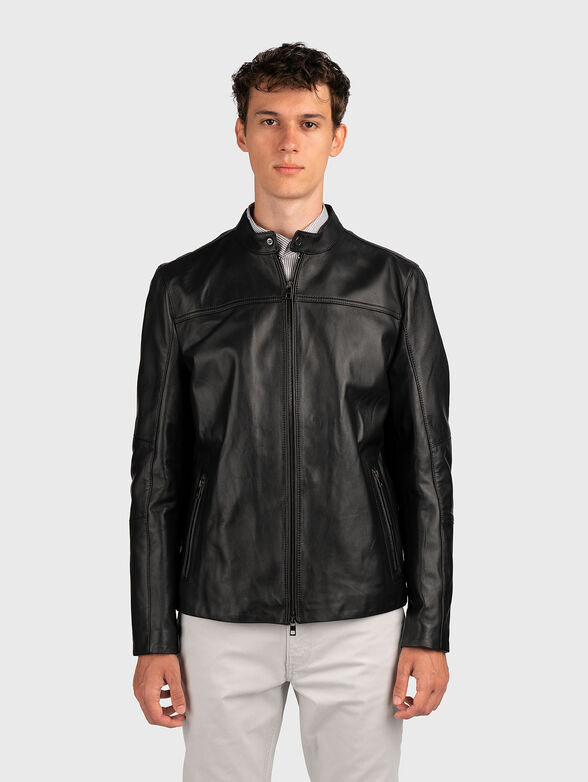 Leather biker jacket - 1