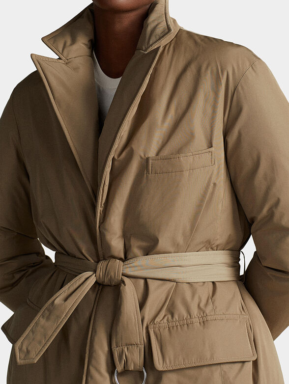 Cropped padded jacket with belt - 3