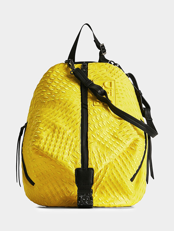 Backpack in bright yellow color with logo patch - 1