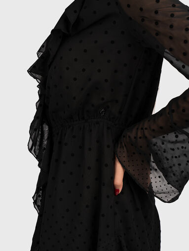 Black mini dress with sheer sleeves - 3