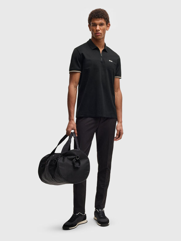 Short sleeved cotton polo shirt with zip - 2