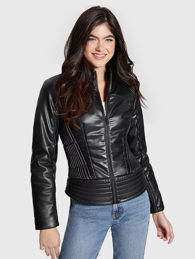 Black eco leather jacket  - 4