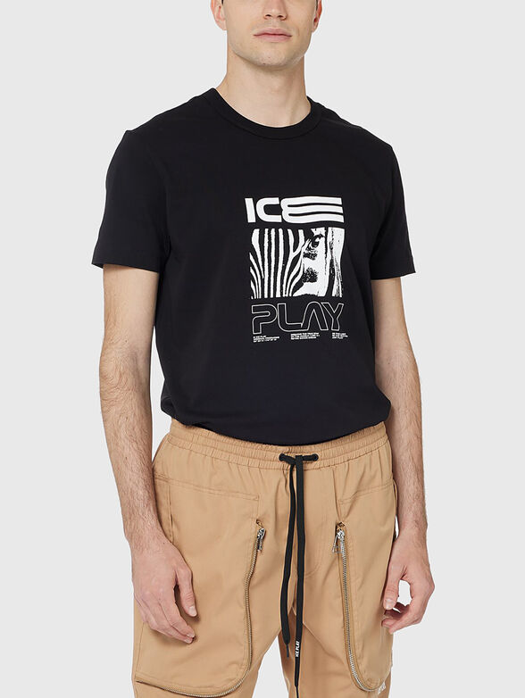 Contrast logo print T-shirt  - 0