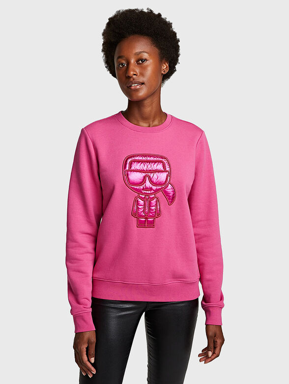 Cotton sweatshirt with textured logo - 1
