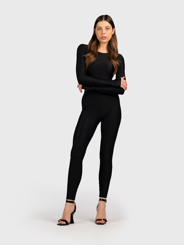 Cropped blouse with rhinestone appliqued - 2