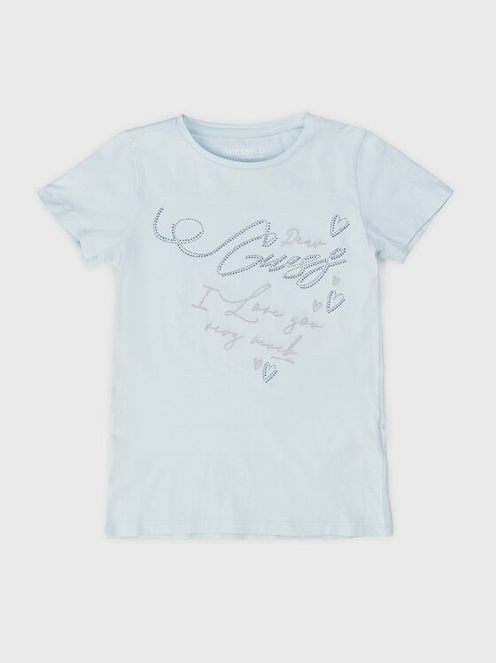 T-shirt with logo in light blue - 1