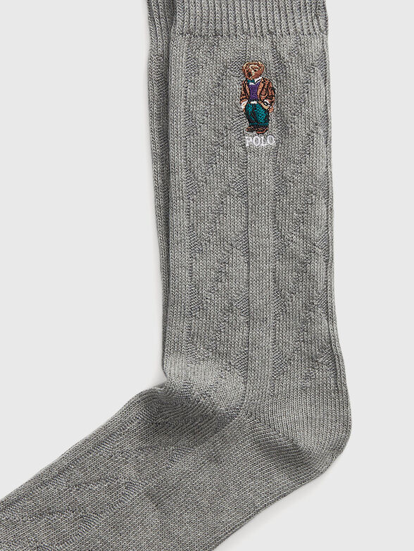 Grey socks with Polo Bear embroidery - 2