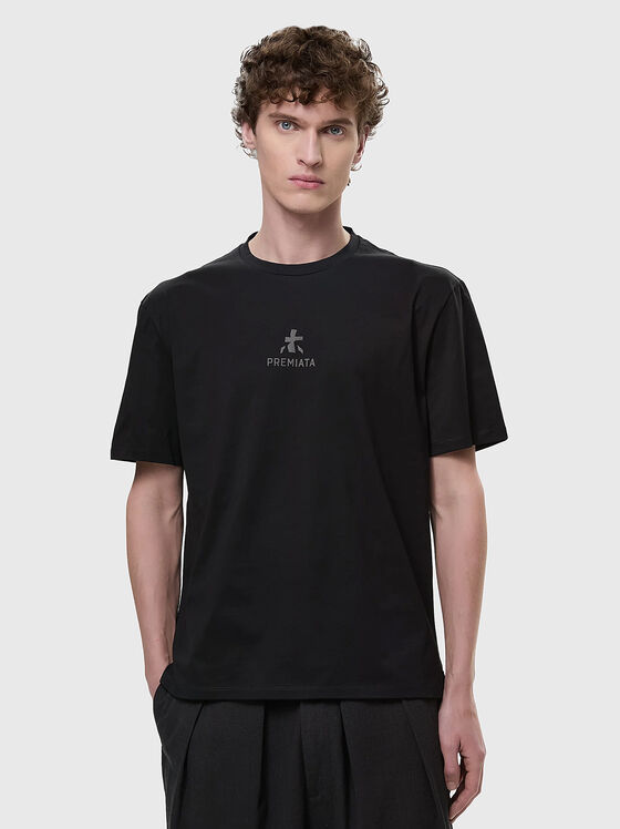 Памучна тениска с овално деколте  - 1