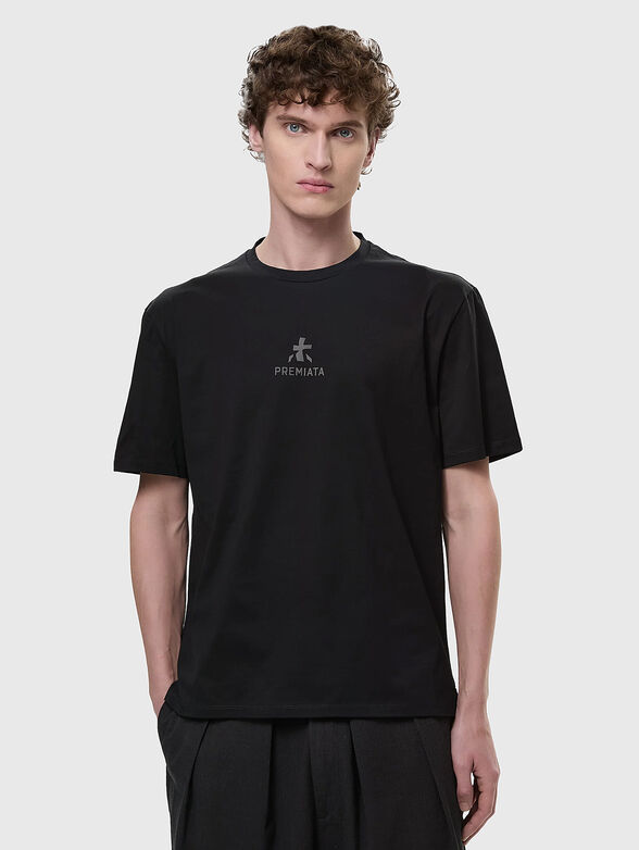 Cotton T-shirt with oval neckline - 1