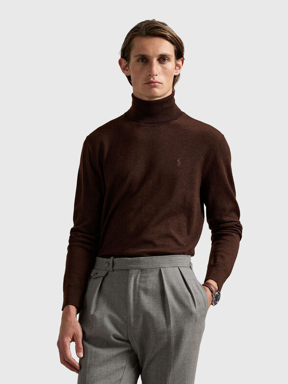 Wool sweater with polo collar - 1