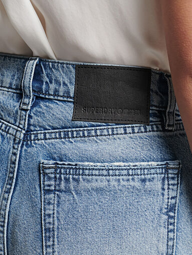 High-waisted denim shorts - 4