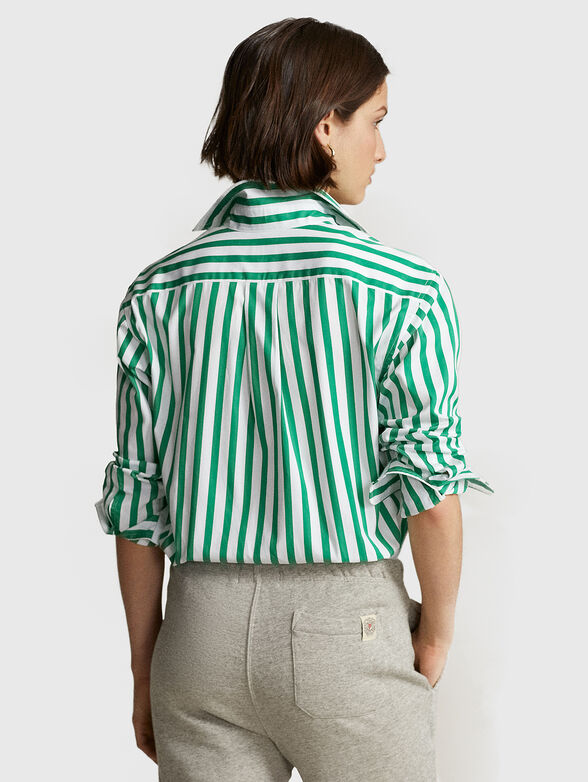 Cotton shirt in green striped pattern - 3