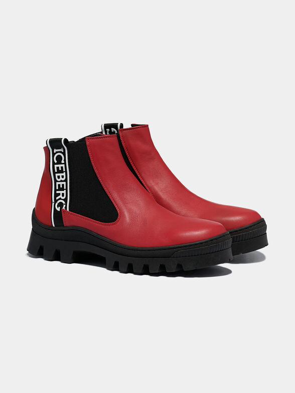 Red leather ankle boots - 2