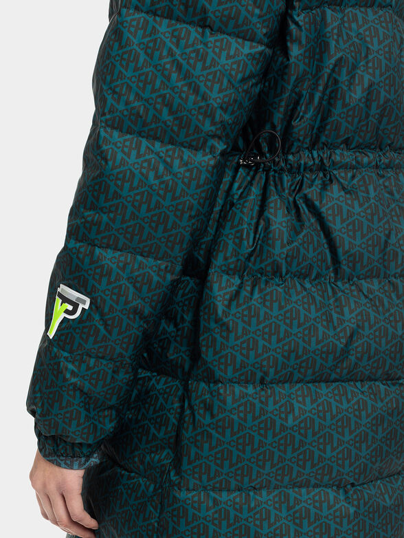 Long hooded down jacket with zip - 6