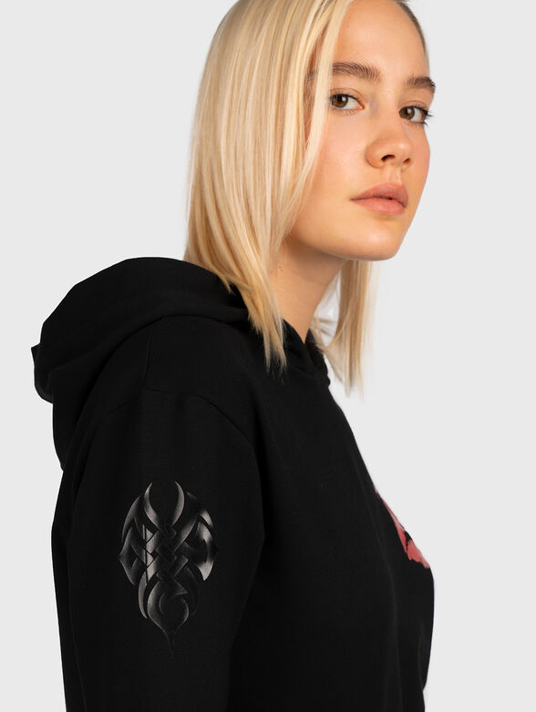 Black hooded sweatshirt with accent prints - 4