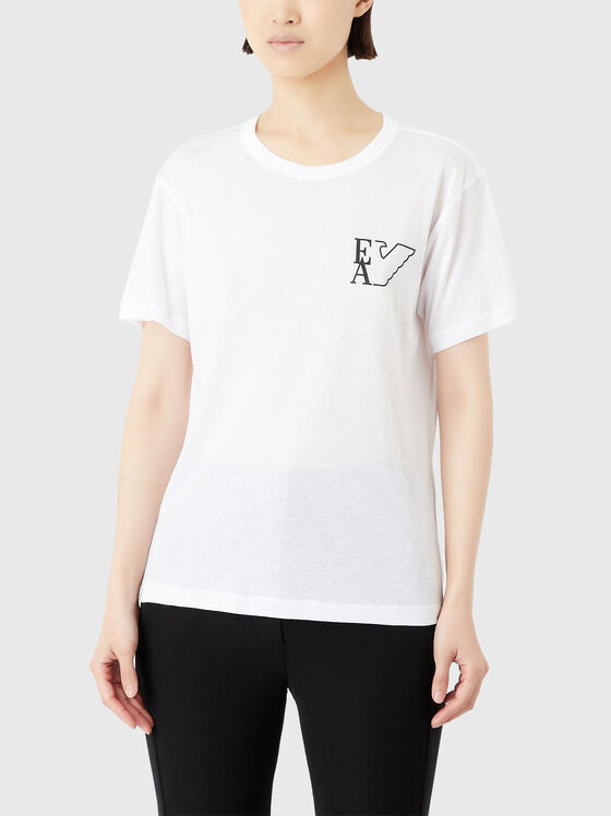 T-shirt with oval neckline and micro logo print - 1