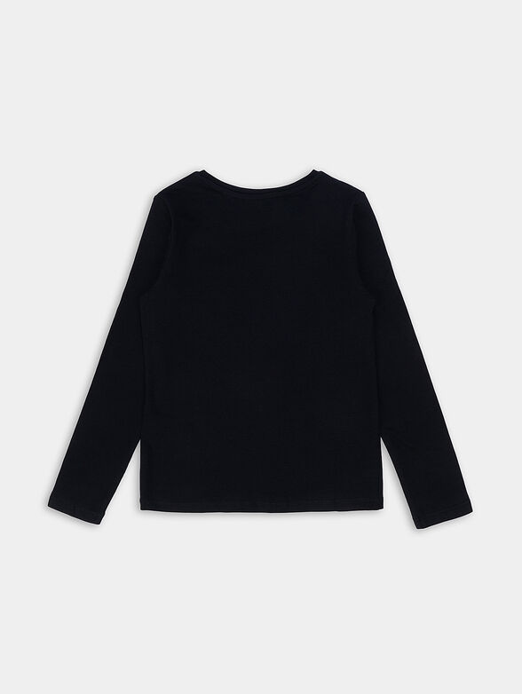 Black blouse with long sleeve and logo print - 2