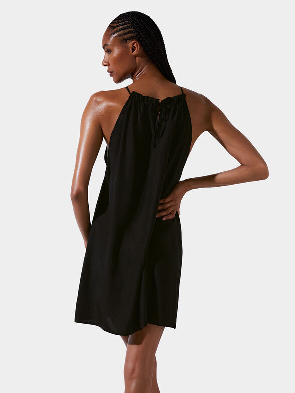 Black sleeveless dress with logo print - 2
