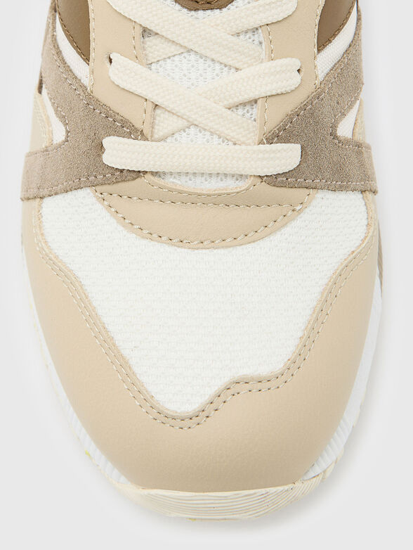 Beige sports shoes with logo embroidery - 5