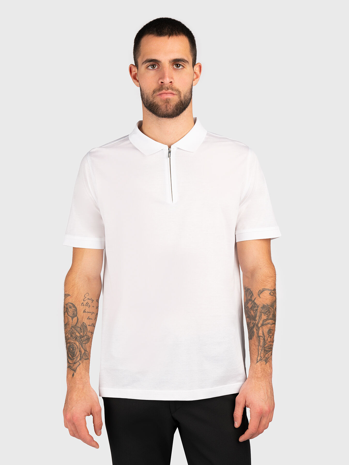 Zip up polo shirt in white brand Karl Lagerfeld Globalbrandsstore en