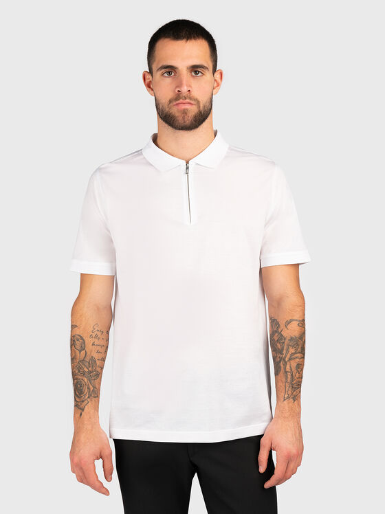 Zip-up polo shirt in white - 1