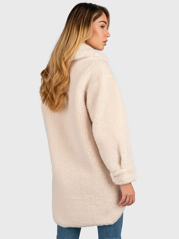 Faux fur coat with side slits at the hem - 2