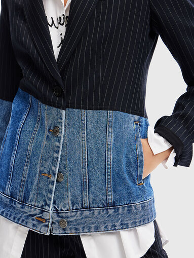 Blazer with denim accent - 5