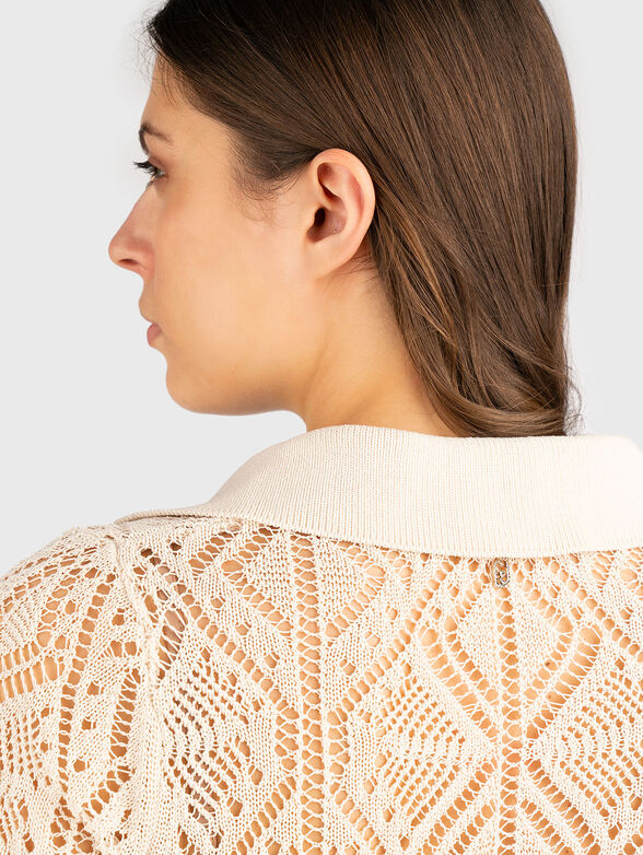 Cotton blouse with sheer effect - 5