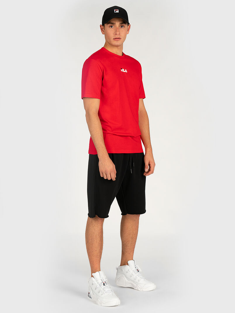 Red T-shirt with maxi logo print - 3