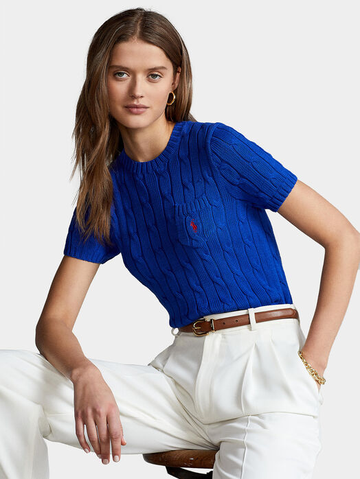 Cotton sweater with short sleeve