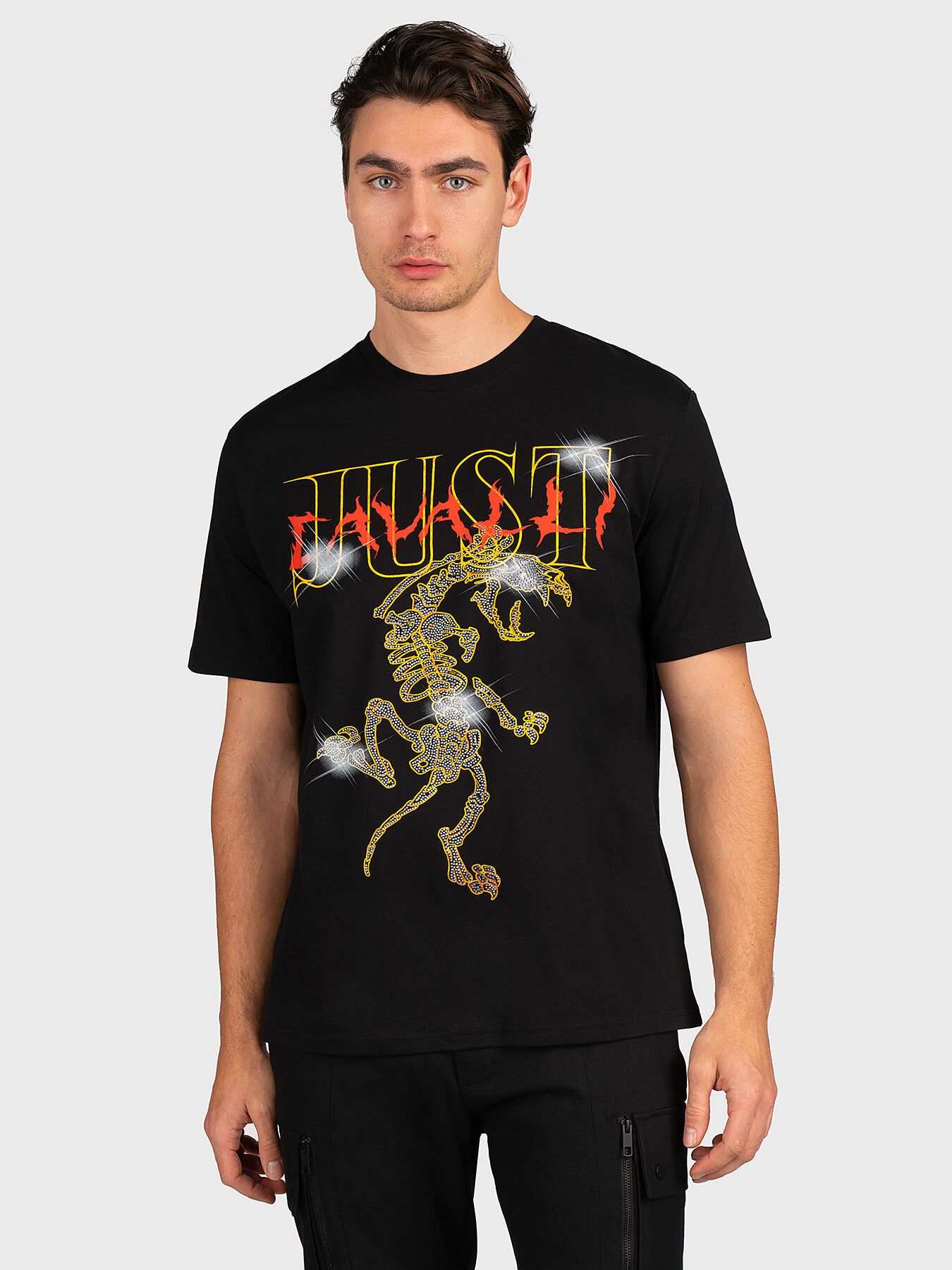 SKELETRON T-shirt with rhinestones brand Just Cavalli