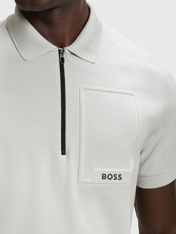 Cotton polo shirt with zip - 4