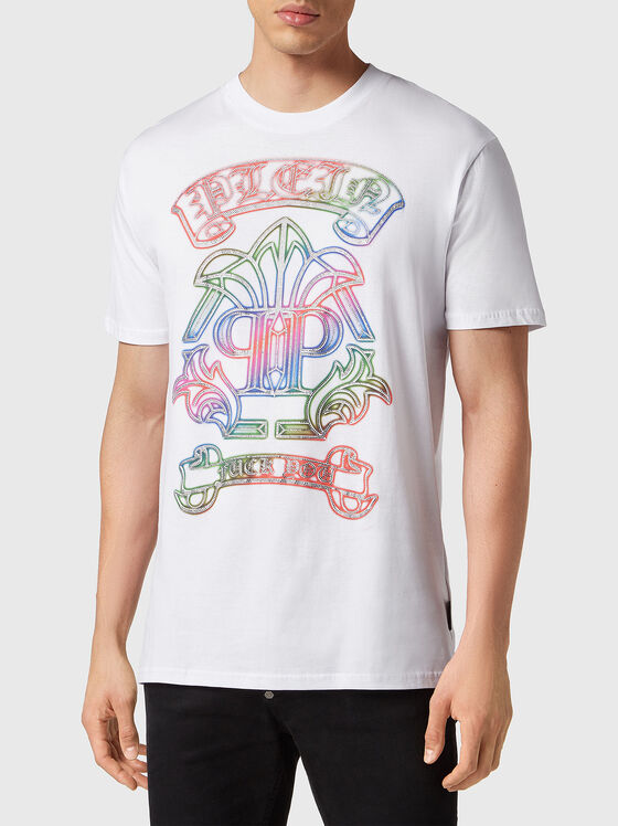 Cotton T-shirt with rhinestones - 1